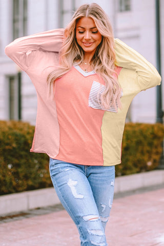 CLEARANCE Striped Color Block Splicing Long Sleeve Shirt