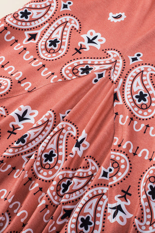 CLEARANCE Paisley Print Side Slits Crew Neck T Shirt