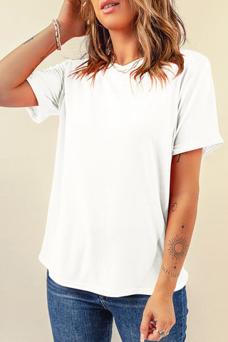 Casual Plain Crew Neck Tee black or white