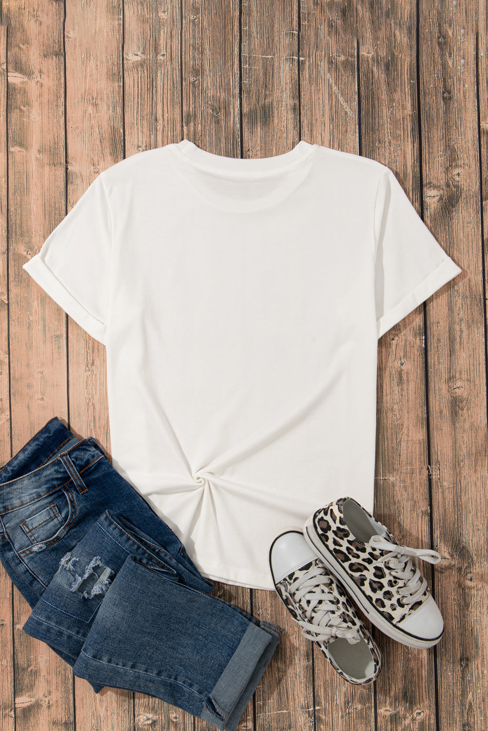 Casual Plain Crew Neck Tee black or white