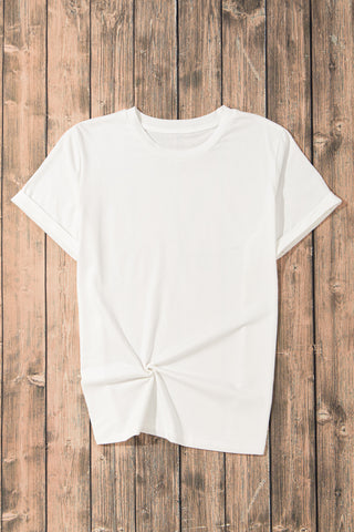 Casual Plain Crew Neck Tee black or white
