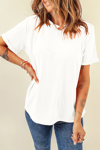 Casual Plain Crew Neck Tee black or white