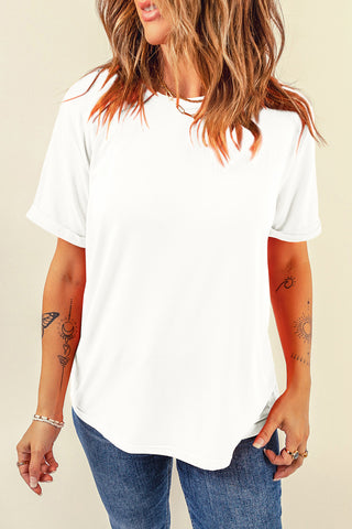 Casual Plain Crew Neck Tee black or white