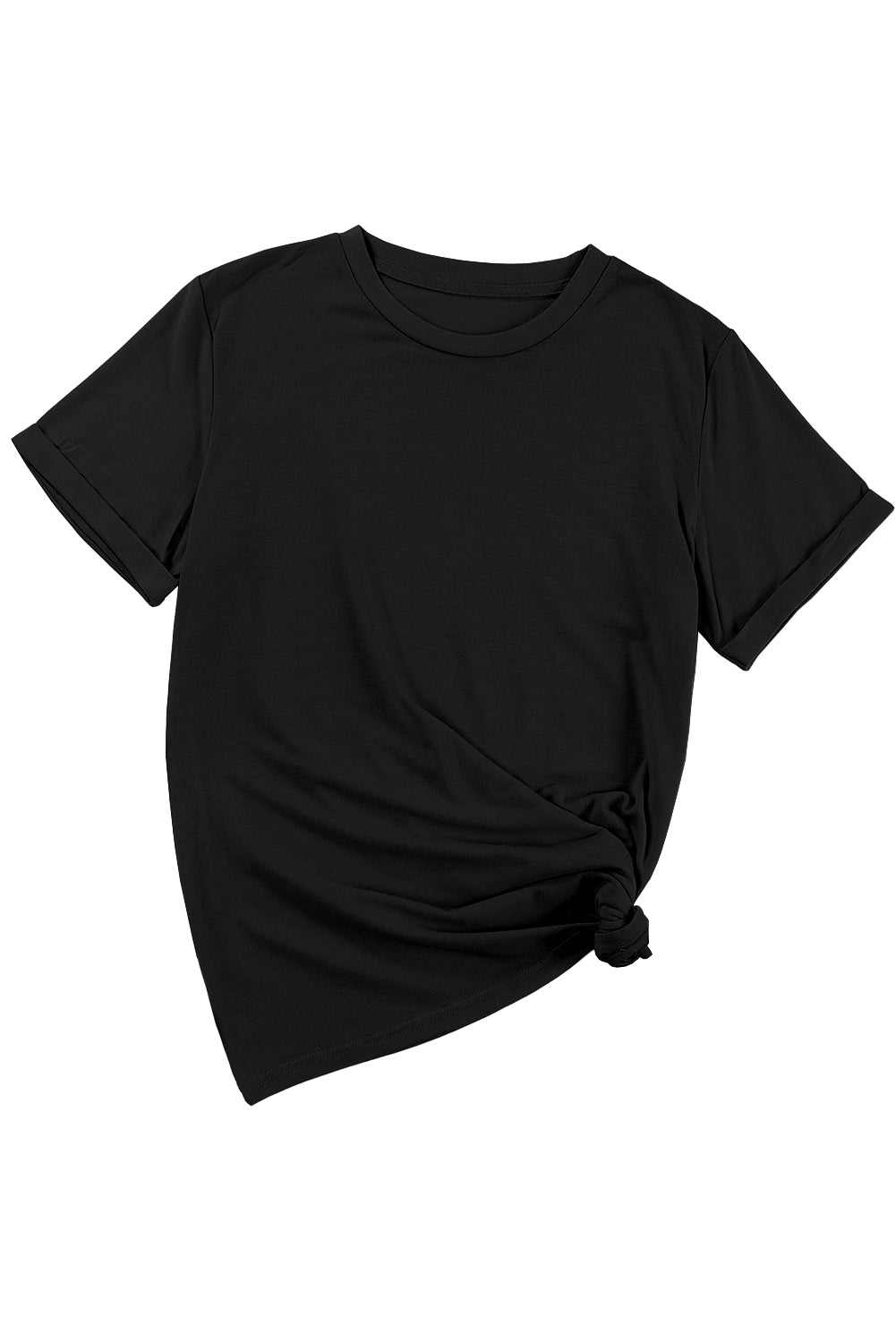 Casual Plain Crew Neck Tee black or white