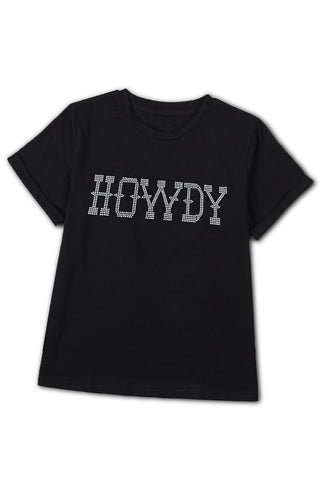 CLEARANCE HOWDY Rhinestone  Crew Neck T Shirt