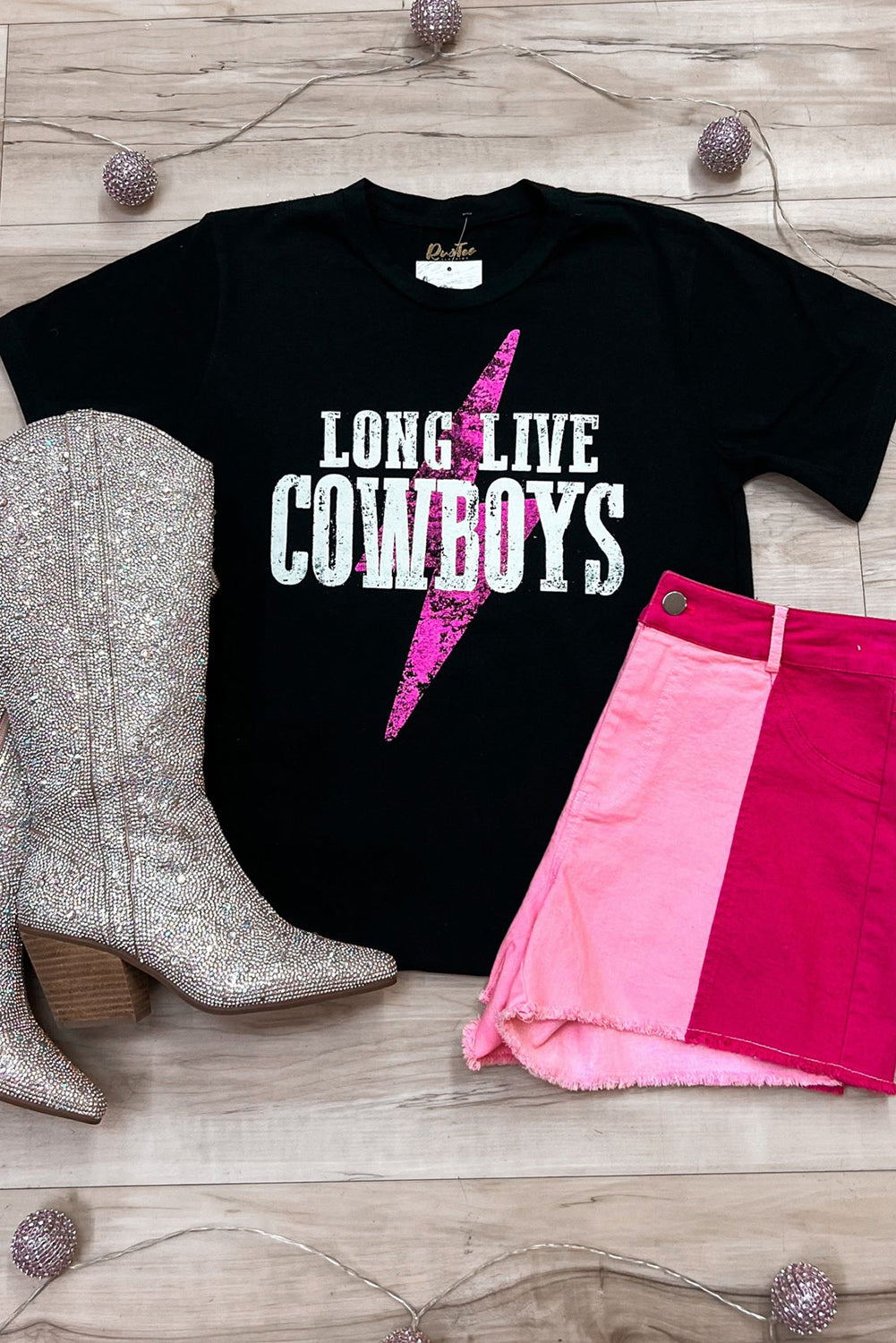 Black LONG LIVE COWBOYS Bolt Graphic Tee