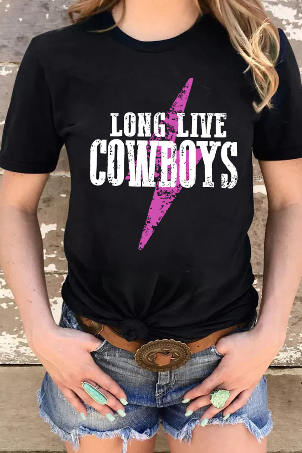 Black LONG LIVE COWBOYS Bolt Graphic Tee