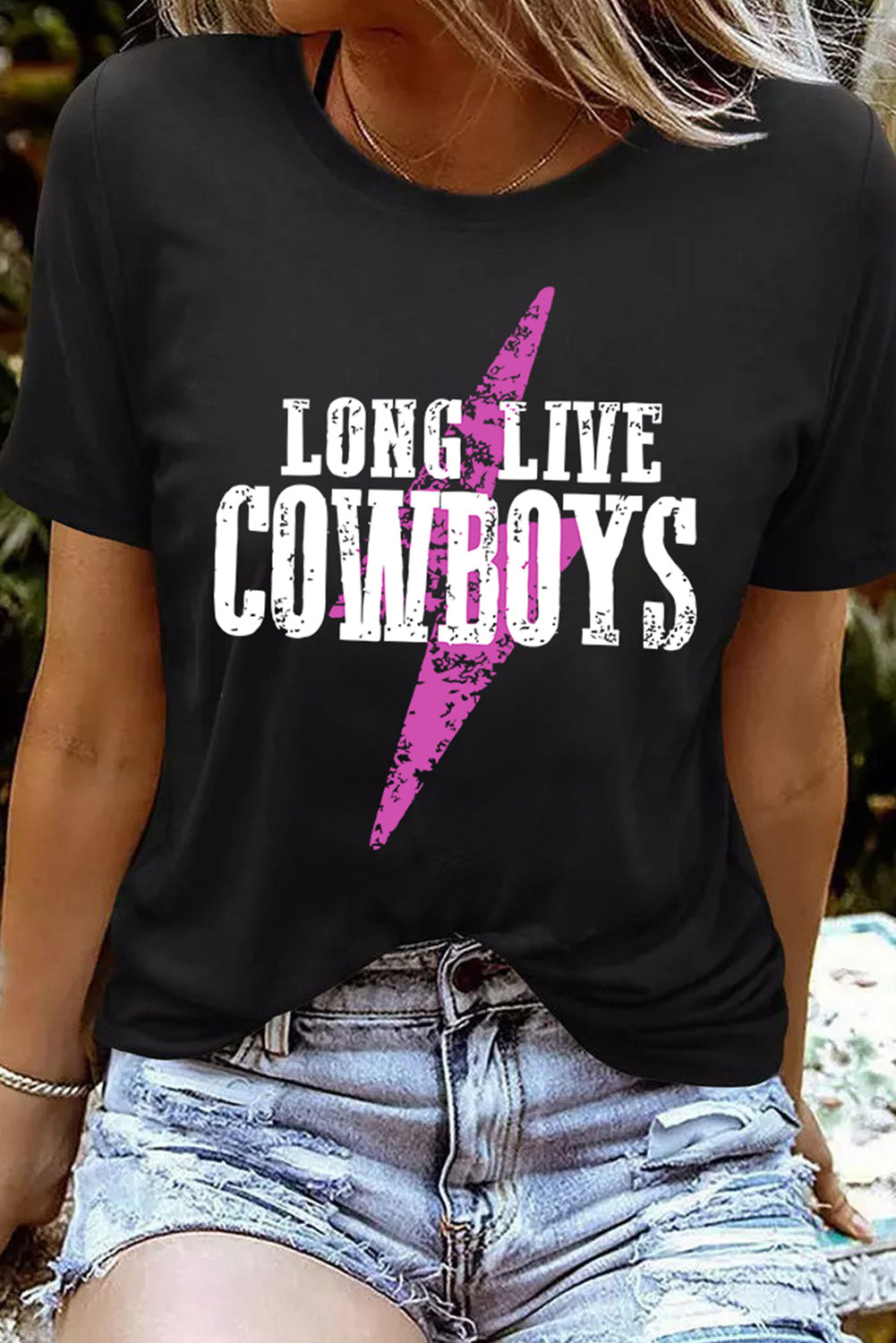 Black LONG LIVE COWBOYS Bolt Graphic Tee