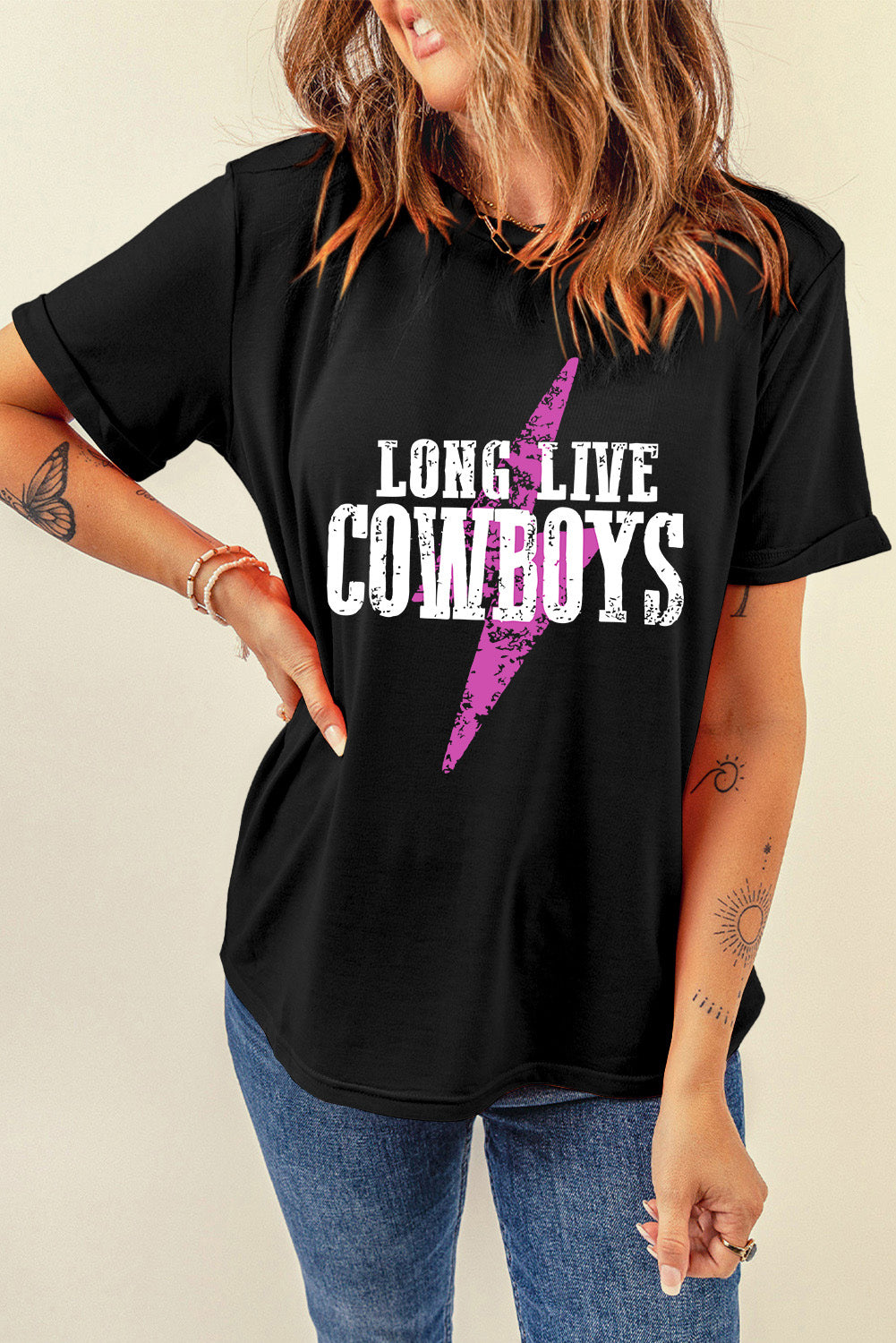 Black LONG LIVE COWBOYS Bolt Graphic Tee