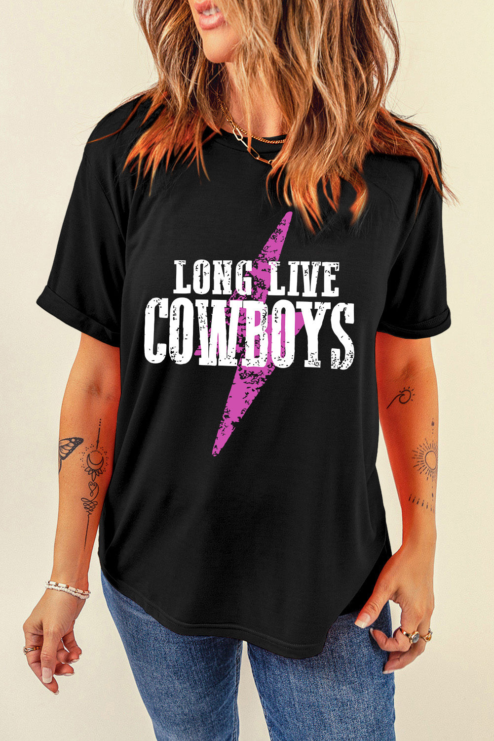 Black LONG LIVE COWBOYS Bolt Graphic Tee