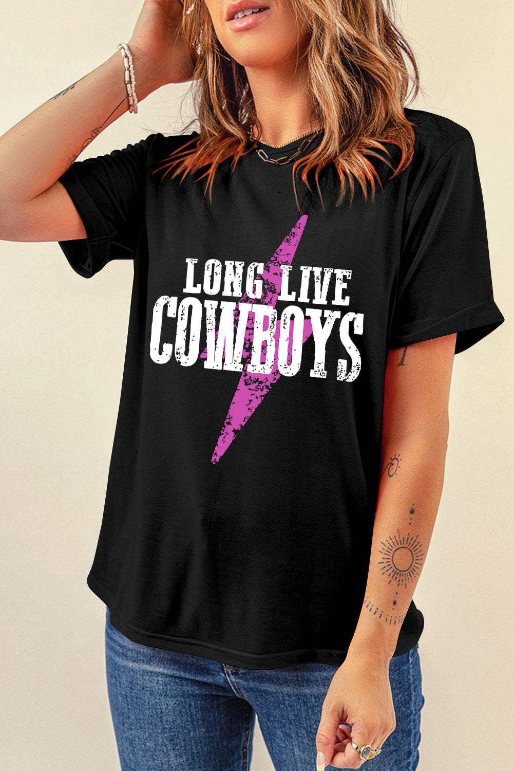 Black LONG LIVE COWBOYS Bolt Graphic Tee