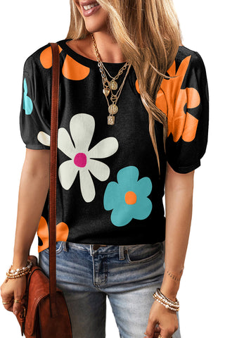 CLEARANCE Flower Print Bubble Sleeve Tee