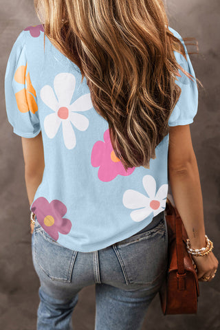 CLEARANCE Flower Print Bubble Sleeve Tee