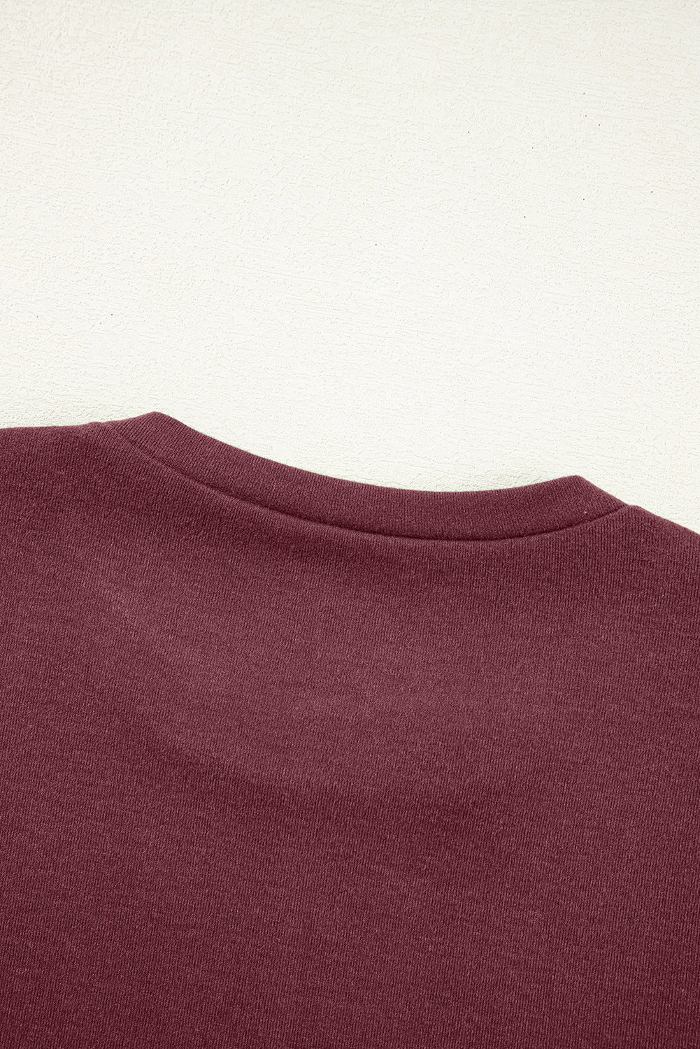 Red Dahlia Solid Exposed Seam Crew Neck Long Sleeve Top