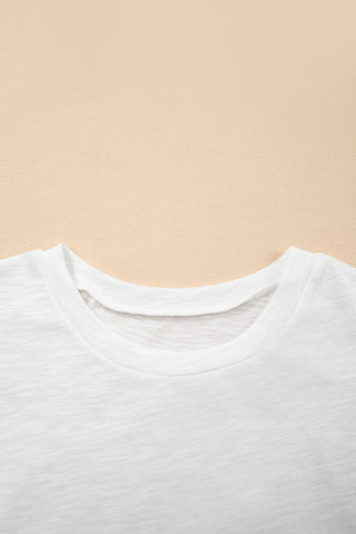 White Layered Ruffle Short Sleeve Round Neck Top