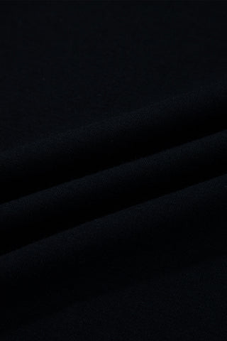 Black Asymmetric Seam Detail Solid Color Long Sleeve Top