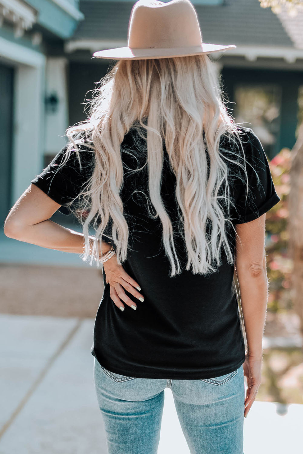 Black Long Live The West Floral Steer Head Graphic Tee