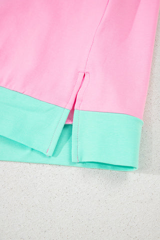 CLEARANCE Green Colorblock Half Buttons Henley T Shirt