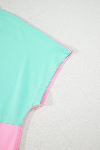 CLEARANCE Green Colorblock Half Buttons Henley T Shirt