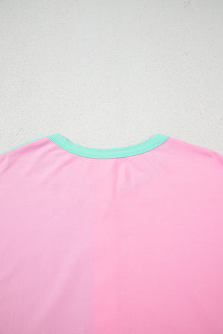 CLEARANCE Green Colorblock Half Buttons Henley T Shirt