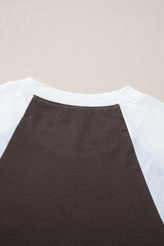 CLEARANCE Brown Western Yeehaw Graphic Vintage Raglan Long Sleeve Top