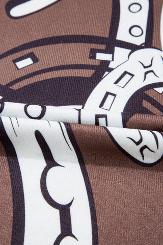 CLEARANCE Lucky Horseshoes Graphic Round Neck T-shirt