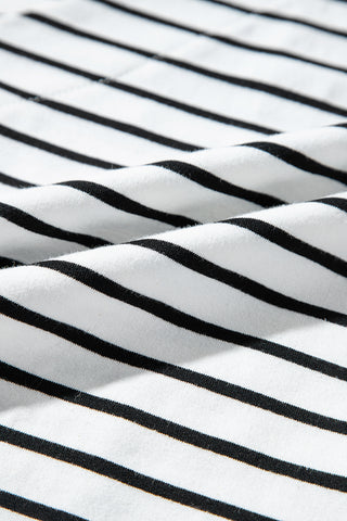 Black Stripe Two Tone Colorblock V Neck T Shirt