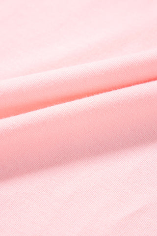 CLEARANCE Pink Lace Patchwork Exposed Seam V Neck T Shirt