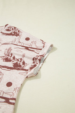 Brown Summer Desert Sand Print Short Sleeve Tee