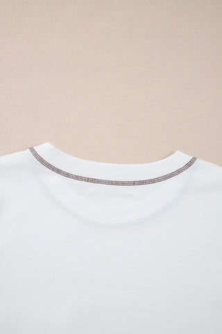 White RODEO Horseshoe Embroidered Patch Pocket Tee