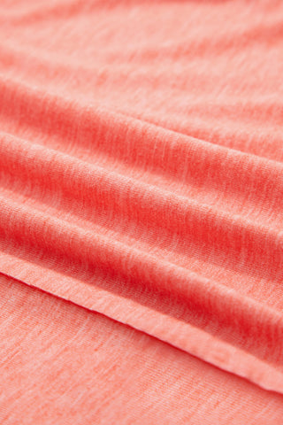 Fresh Salmon Floral Patched V Neck Long Sleeve Top