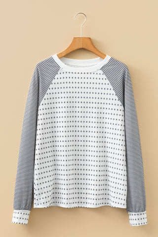 Black Stripe Raglan Patchwork Long Sleeve Tee