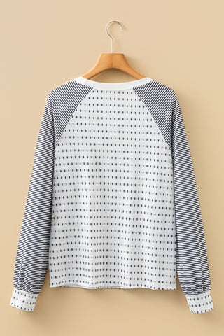 Black Stripe Raglan Patchwork Long Sleeve Tee