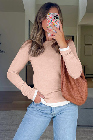 Two Piece Color Block Patchwork Long Sleeve Top