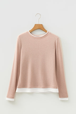 Two Piece Color Block Patchwork Long Sleeve Top