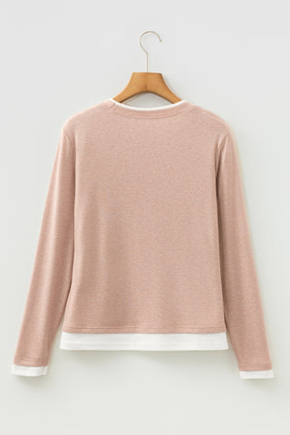 Two Piece Color Block Patchwork Long Sleeve Top