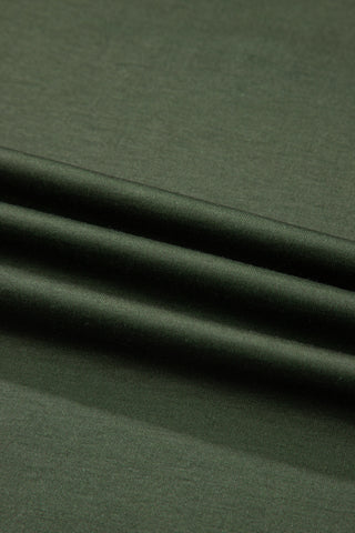 Green Striped Half Buttons Crew Neck T-Shirt