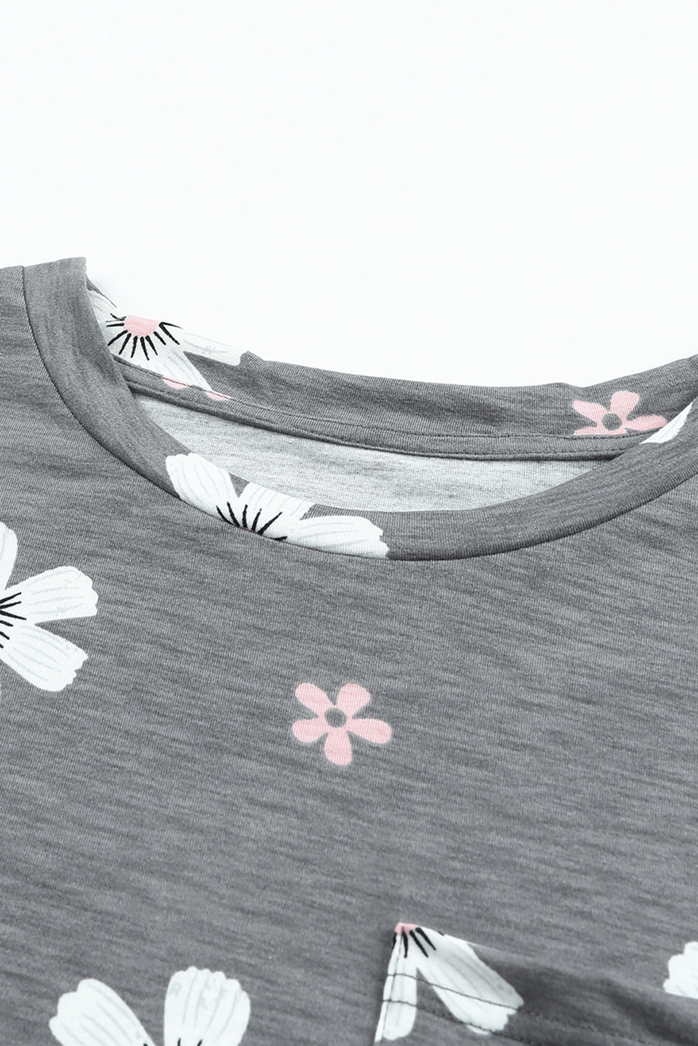 Floral Cap Sleeve T-Shirt with Pocket