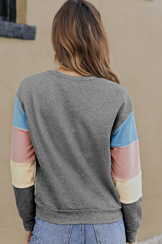 CLEARANCE Block Casual Drop Sleeve Sweatshirt
