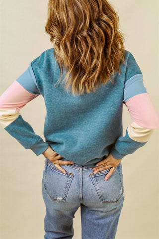 CLEARANCE Block Casual Drop Sleeve Sweatshirt