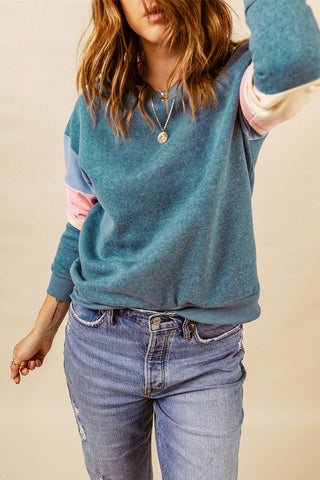 CLEARANCE Block Casual Drop Sleeve Sweatshirt
