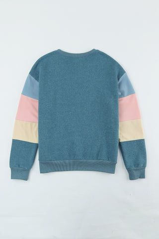 CLEARANCE Block Casual Drop Sleeve Sweatshirt