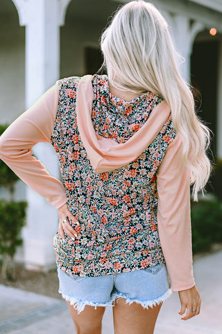CLEARANCE Floral Patch Half Zip Kangaroo Pocket Hoodie