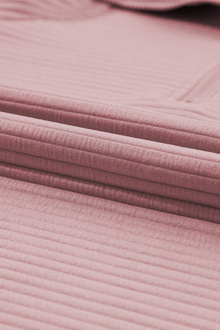 CLEARANCE Peach Blossom Ribbed Texture Quarter Zip Sweatshirt