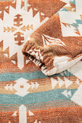 CLEARANCE Quarter Zip Elastic Cuffs Aztec Sweatshirt