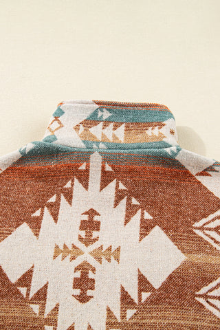 CLEARANCE Quarter Zip Elastic Cuffs Aztec Sweatshirt