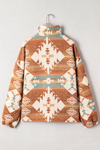 CLEARANCE Quarter Zip Elastic Cuffs Aztec Sweatshirt