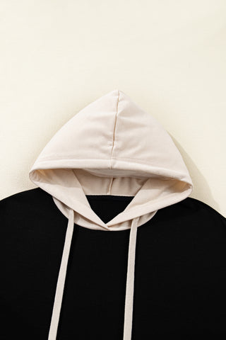 Black Contrast Trim Kangaroo Pocket Hoodie