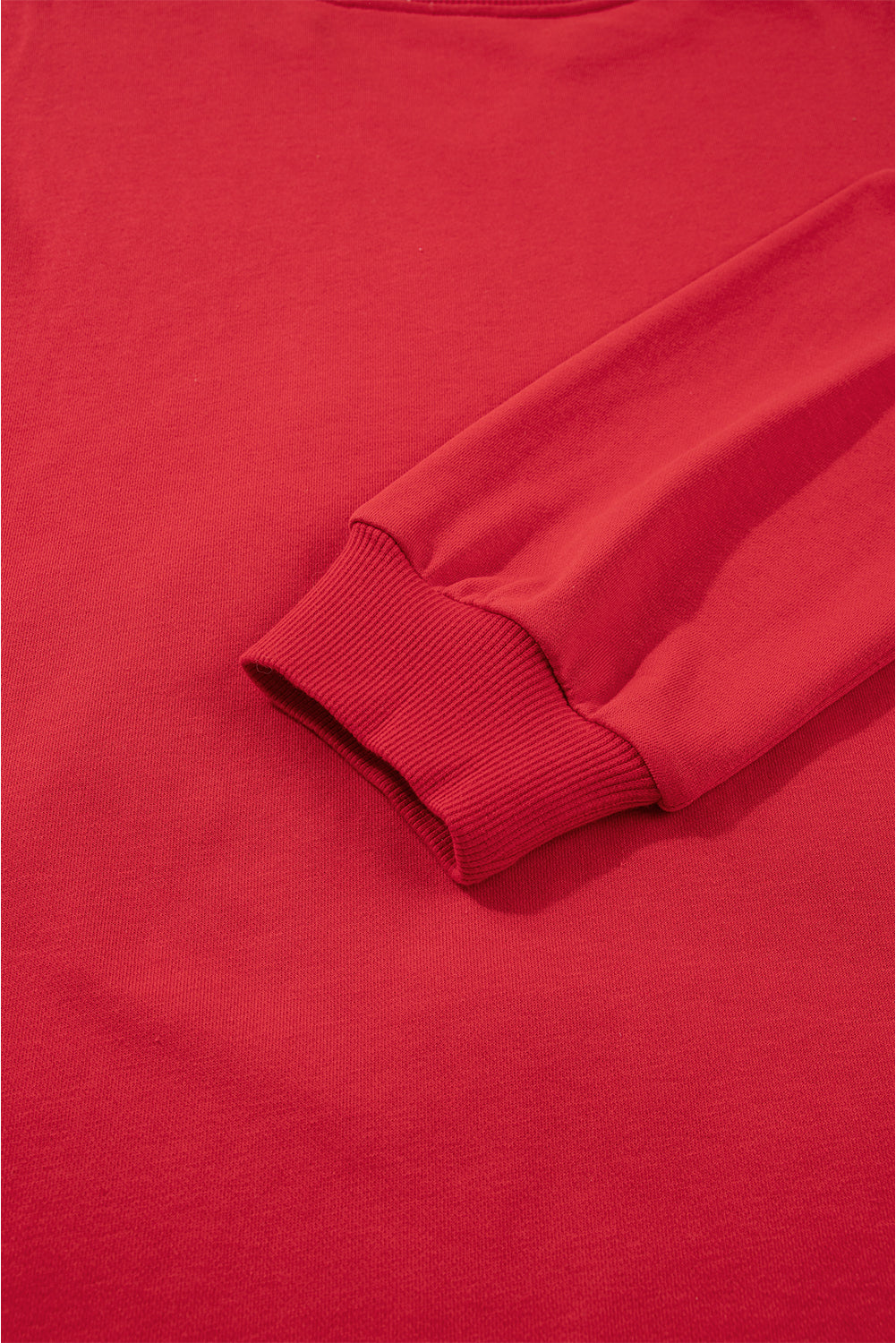 Fiery Red Plaid Frayed Double Christmas Tree Patched Drop Shoulder Sweatshirt