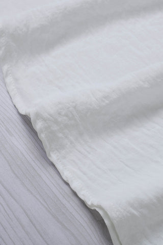 CLEARANCE White Smocked Button Front V Neck Sleeveless Shirt